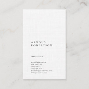 Vertical White Trendy Consultant Classical Business Card