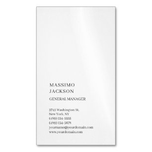 Vertical White Trendy Minimalist Plain Magnetic Business Card