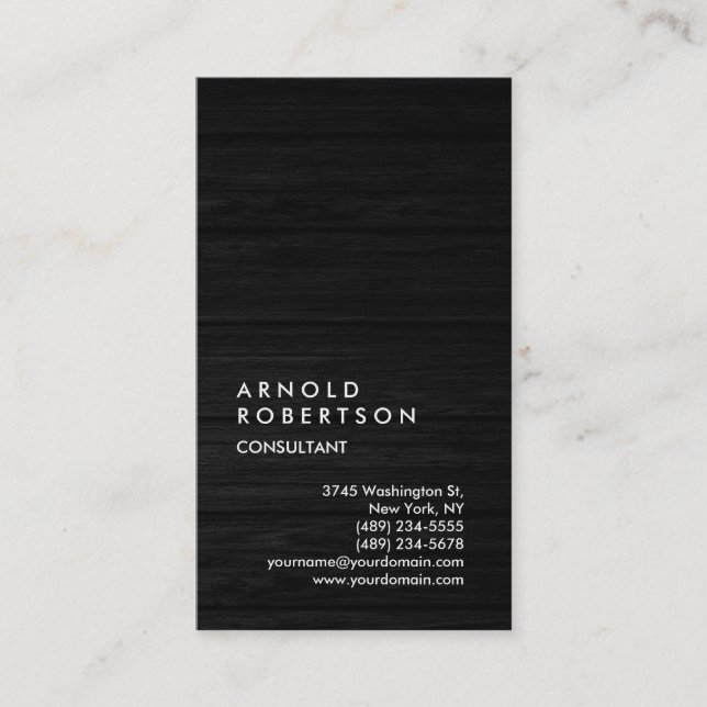 Vertical Wood Effect Consultant Business Card (Front)