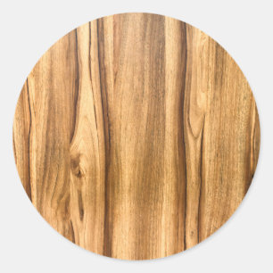 Vertical Wood Grain Pattern Classic Round Sticker