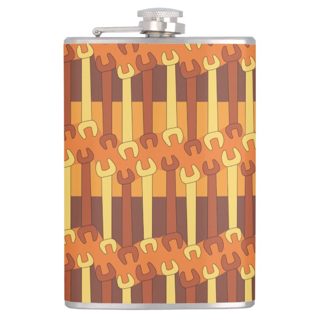 Vertical Wrench Pattern Hip Flask (Front)