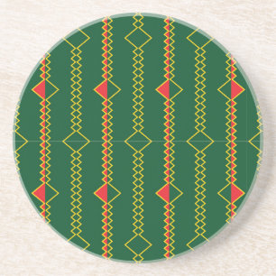 Vertical Zigzag Lines Green Digital Paper-72729 Coaster