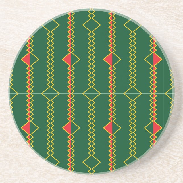 Vertical Zigzag Lines Green Digital Paper-72729 Coaster (Front)