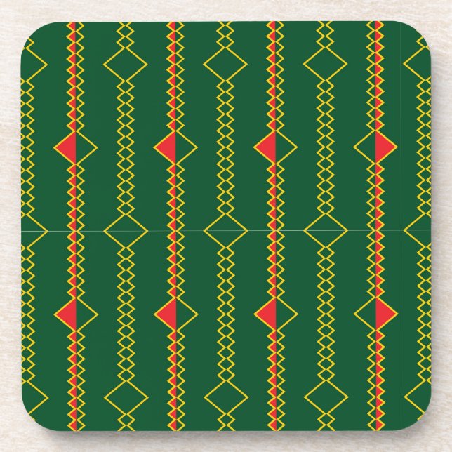 Vertical Zigzag Lines Green Digital Paper-72729 Coaster (Front)