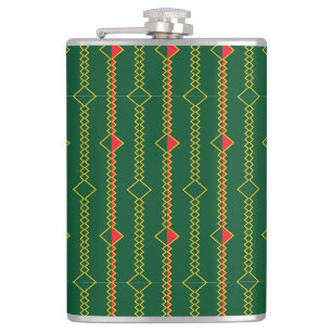 Vertical Zigzag Lines Green Digital Paper-72729 Hip Flask