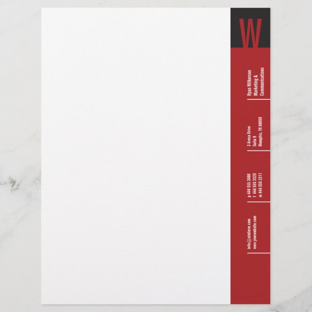 Verticality Crimson Monogram Customised Letterhead (Front)