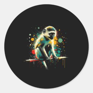 Vervet Monkey Minimalist And Vibrant Style Christm Classic Round Sticker