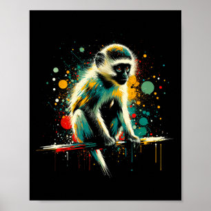 Vervet Monkey Minimalist And Vibrant Style Christm Poster