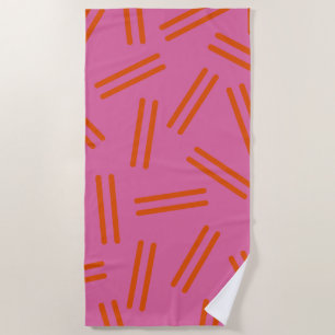 Very 80s Retro Pattern in Hot Pink and Orange Beach Towel
