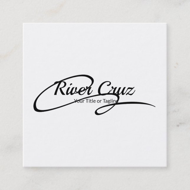 Very Basic Black Text on White Square Business Card (Front)