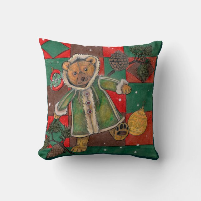 Very Beary Christmas-Teddy Bear Pillow (Front)