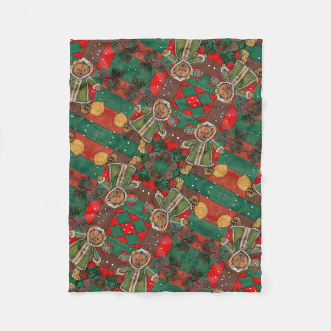 Very Beary Christmas Teddy Fleece Blanket (Front)