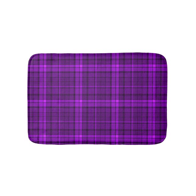 Very beautiful bright chequered pattern of purple  bath mat (Front)