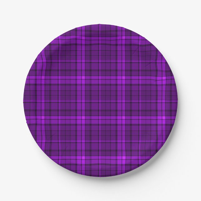 Very beautiful bright chequered pattern of purple  paper plate (Front)