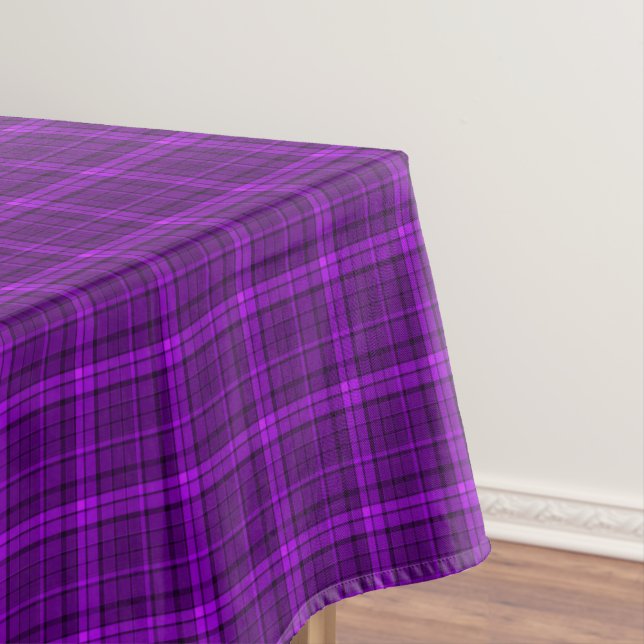 Very beautiful bright chequered pattern of purple  tablecloth (In Situ)