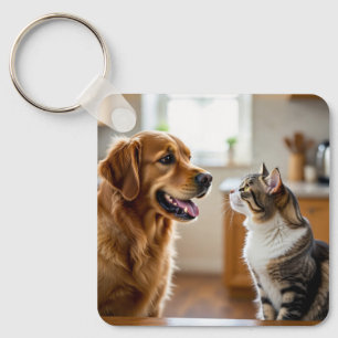 Very beautiful design cat & dog on key ring