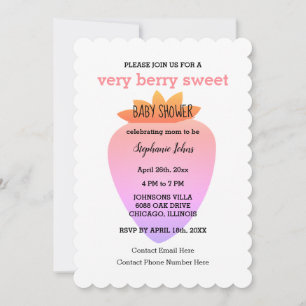Very Berry Sweet QR Code Strawberry Baby Shower Invitation