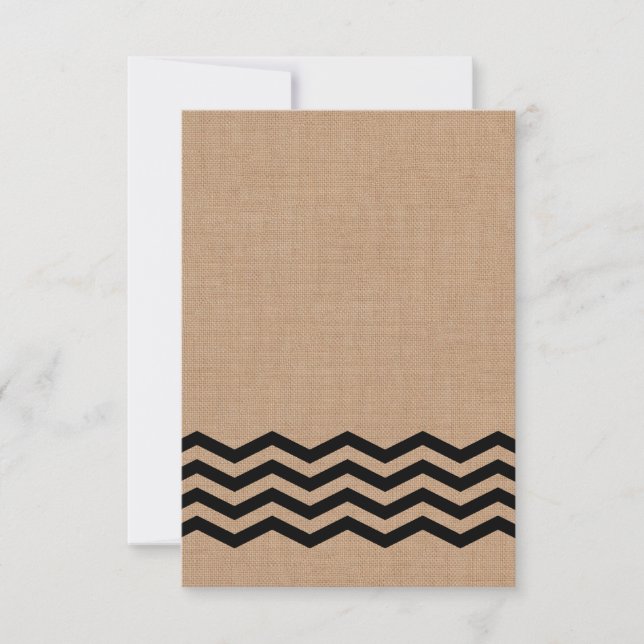 Very Black Chevrons on Burlap RSVP Card (Front)