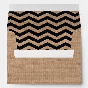 Very Black Chevrons on Burlap Wedding Envelope