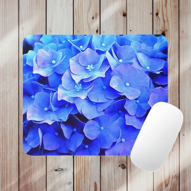 Very Blue Hydrangeas Summer Floral Garden Mouse Pad (Creator Uploaded)