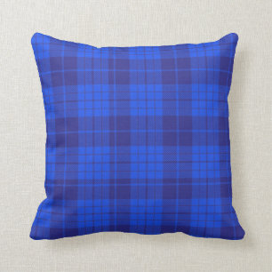 Very Blue Plaid Throw Pillow