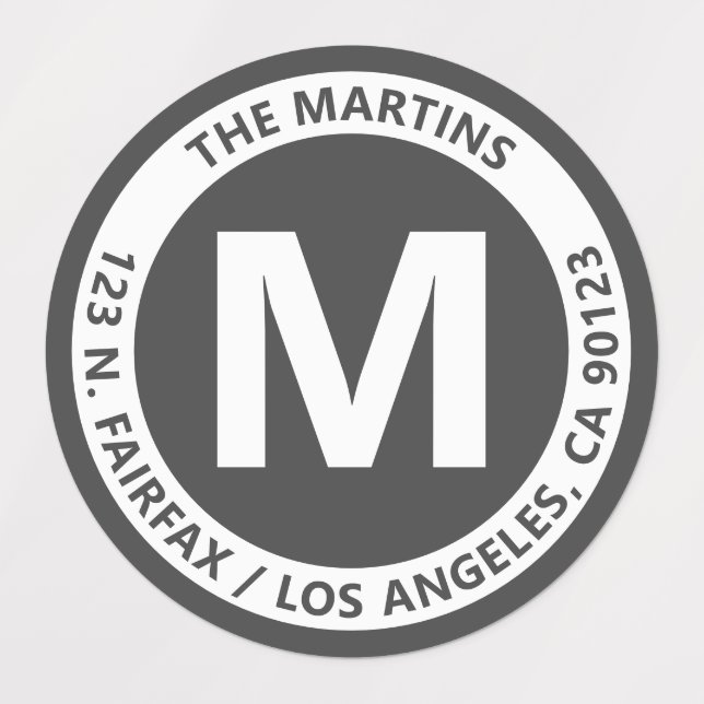 Very Bold Modern Grey & White Monogram & Text (Design 1)