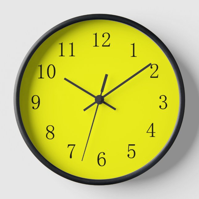 Very Bright Yellow Kitchen Wall Clock (Front)