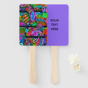 Very colorfully abstract forms art 10 hand fan