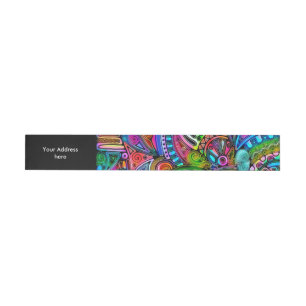 Very colorfully abstract forms art 10 wraparound address label