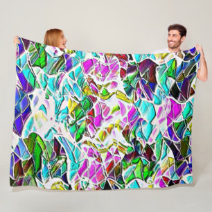 Very coloured abstract shapes floating in milk ste fleece blanket