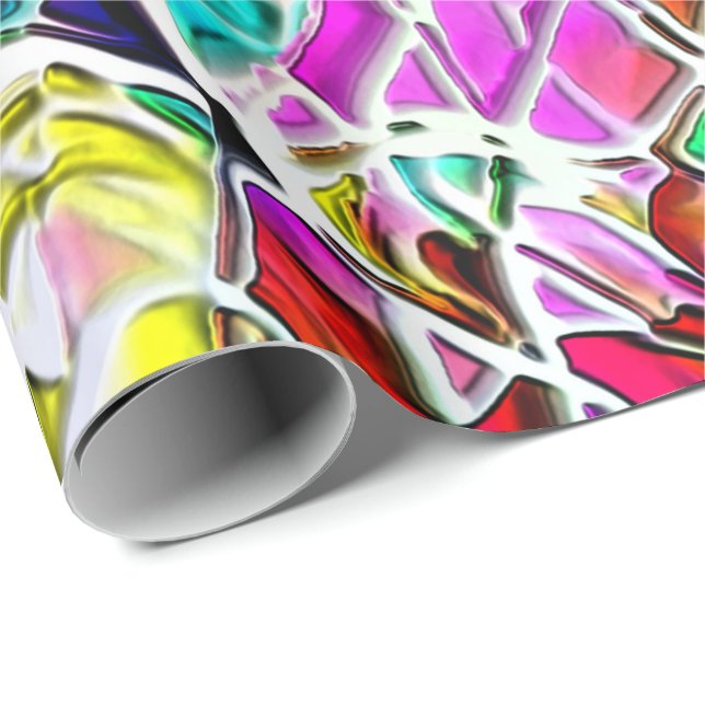 Very coloured abstract shapes floating in milk ste wrapping paper (Roll Corner)