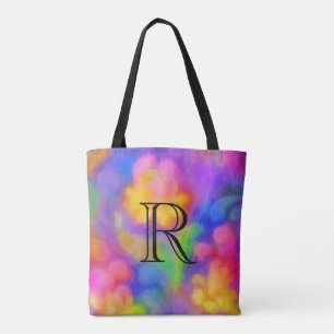 Very Colourful Abstract Pattern with Monogram Tote Bag