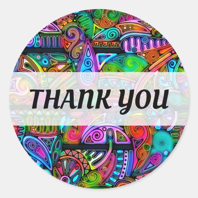 Very colourfully abstract forms art 10 classic round sticker (Front)