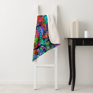 Very colourfully abstract forms art 10 sherpa blanket