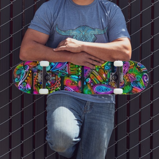Very colourfully abstract forms art 10 skateboard (Outdoor 3)