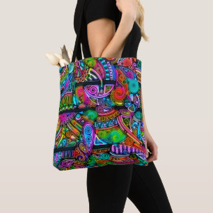 Very colourfully abstract forms art 10 tote bag