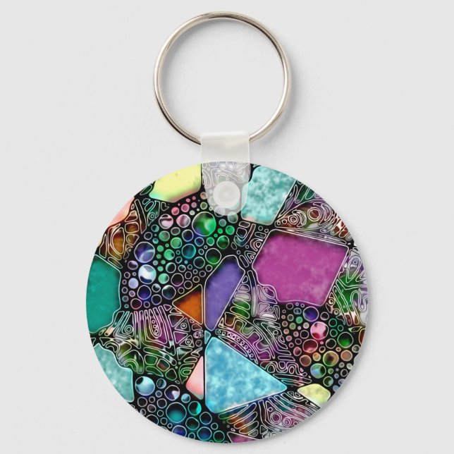 Very colourfully abstract forms art 11 key ring (Front)