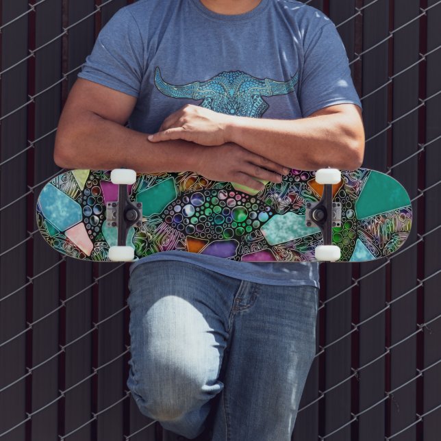 Very colourfully abstract forms art 11 skateboard (Outdoor 3)