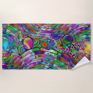 Very colourfully abstract forms art 1 beach towel