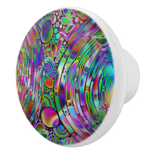 Very colourfully abstract forms art 1 ceramic knob