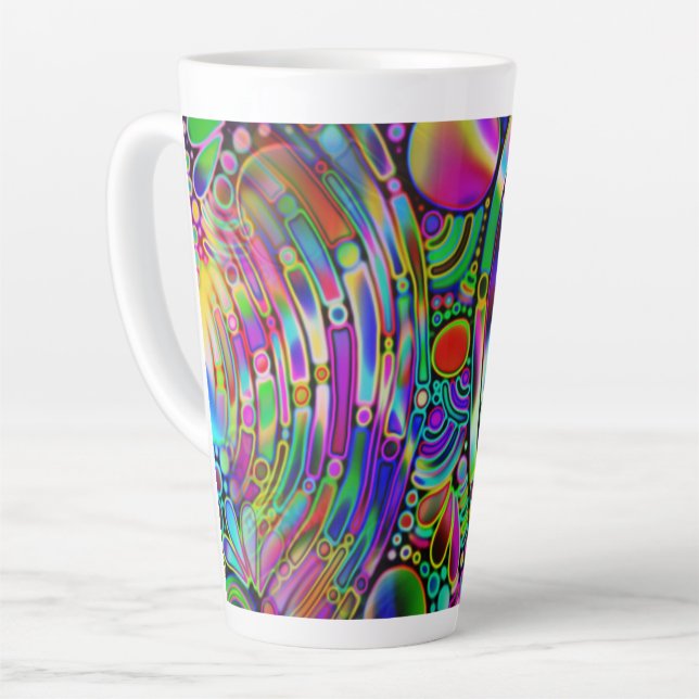 Very colourfully abstract forms art 1 latte mug (Left Angle)