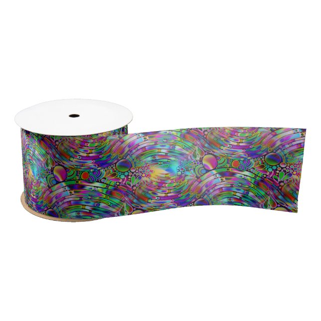 Very colourfully abstract forms art 1 satin ribbon (Spool)