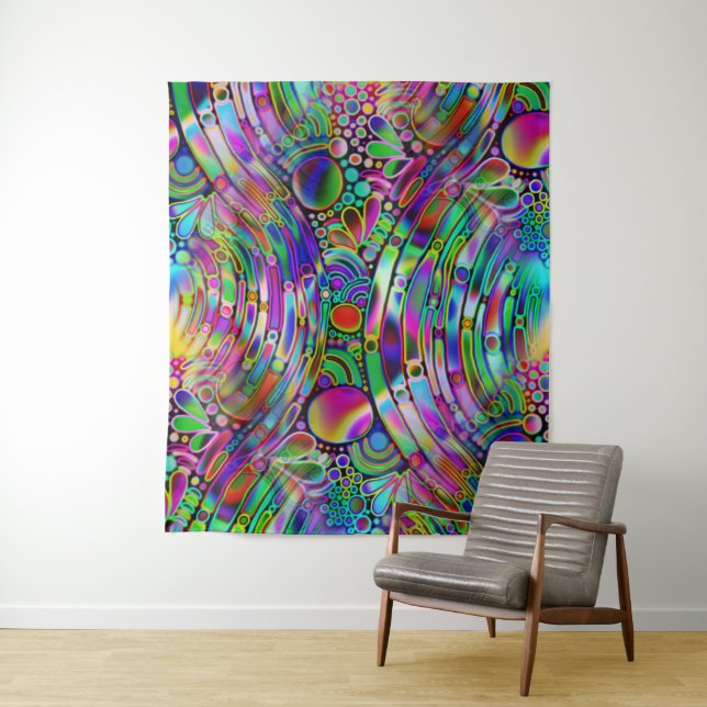 Very colourfully abstract forms art 1 tapestry (In Situ)
