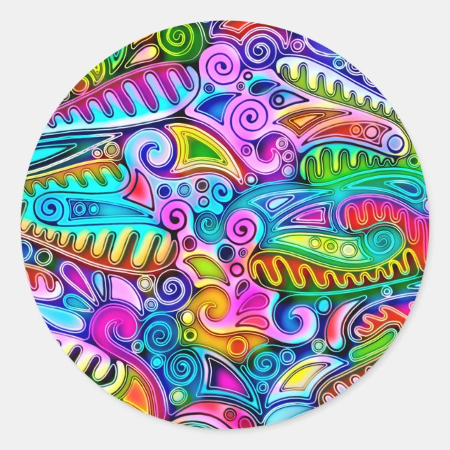 Very colourfully abstract forms art 9 classic round sticker (Front)