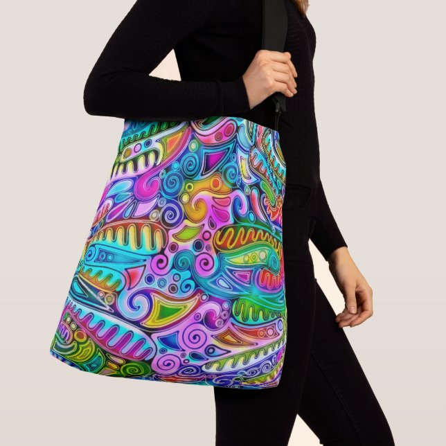 Very colourfully abstract forms art 9 crossbody bag (Close Up)