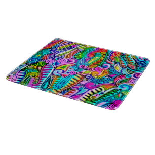 Very colourfully abstract forms art 9 cutting board