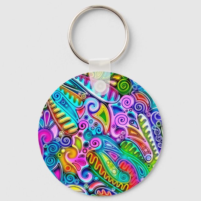 Very colourfully abstract forms art 9 key ring (Front)