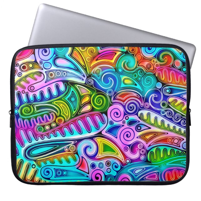 Very colourfully abstract forms art 9 laptop sleeve (Front)