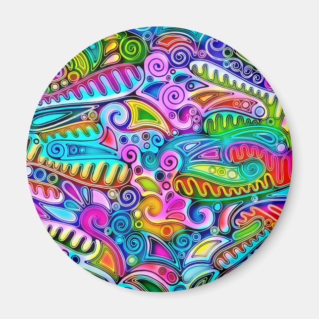 Very colourfully abstract forms art 9 magnet (Front)