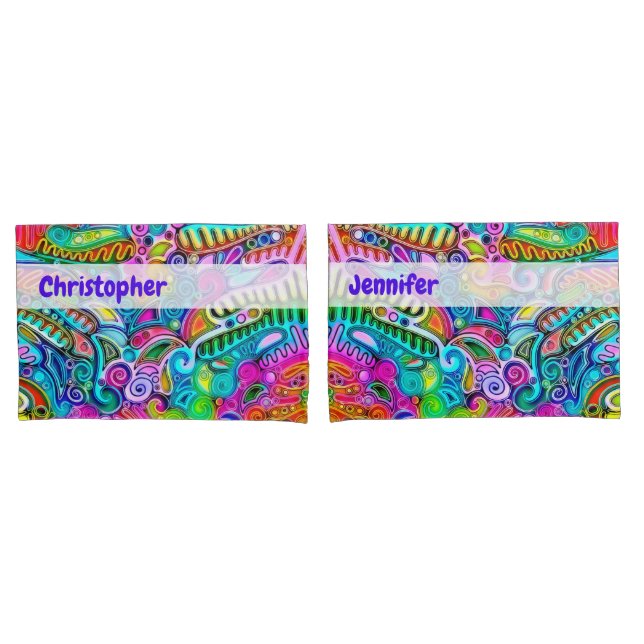 Very colourfully abstract forms art 9 pillowcase (Front-Set)